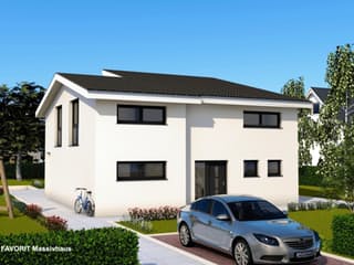 Massivhaus Creativ Sun 141 von FAVORIT Massivhaus, Satteldach-Klassiker Außenansicht 1