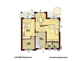Massivhaus Creativ Sun 141 von FAVORIT Massivhaus, Satteldach-Klassiker Grundriss 1