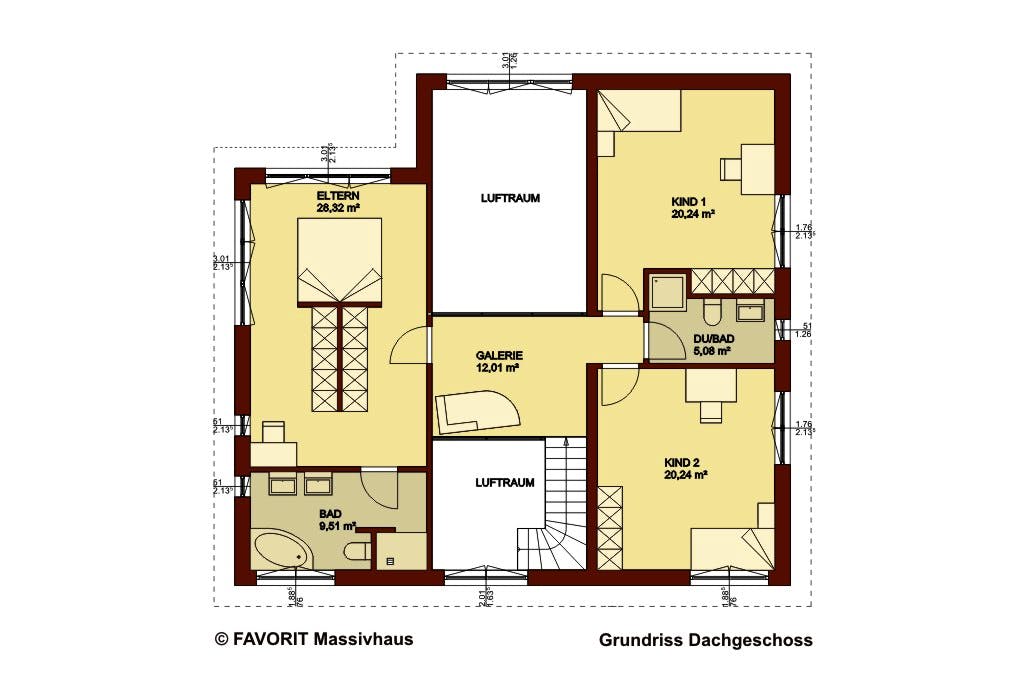 Massivhaus Creativ Sun 211 edition von Favorit Massivhaus Schlüsselfertig ab 536480€, Pultdachhaus Grundriss 2