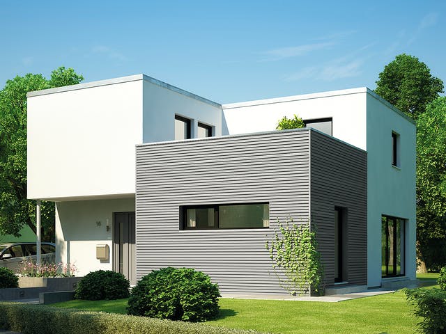 Fertighaus Cubus 162 von Hanse Haus Schlüsselfertig ab 447671€, Cubushaus Außenansicht 1