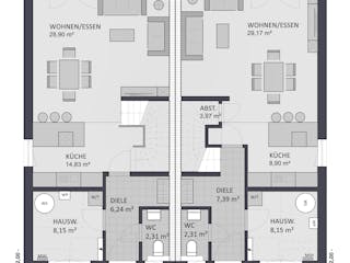 Massivhaus Entwurf FI166 von FAVORIT Massivhaus, Cubushaus Grundriss 1