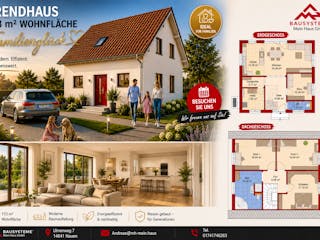 Massivhaus Trendhaus Familienglück 133 m² mit LIAPLAN  gebaut von Mein Haus Bausysteme, Satteldach-Klassiker Außenansicht 1