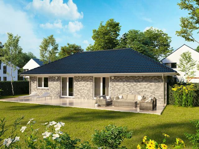 Massivhaus BUNGALOW 100 von Kähler Massivhaus Schlüsselfertig ab 311690€, Bungalow Außenansicht 1