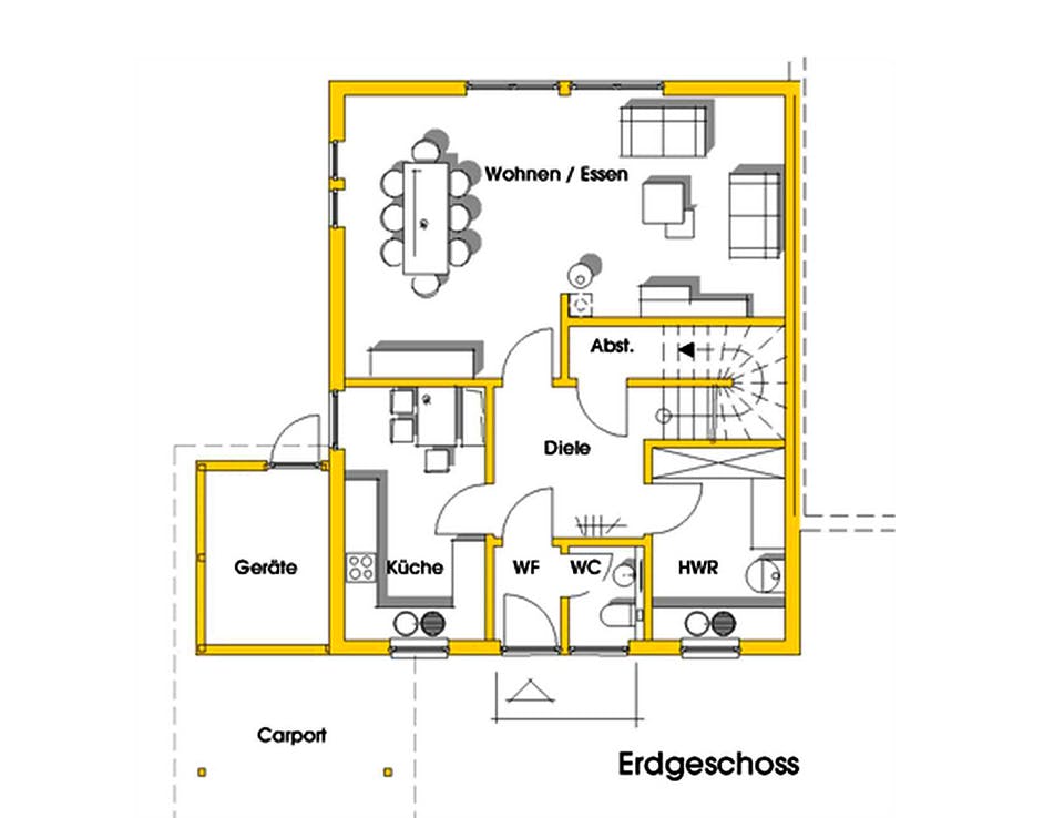 Fertighaus Anneke (KfW-Effizienzhaus 40 EE) von Dammann-Haus Schlüsselfertig ab 326500€, Satteldach-Klassiker Grundriss 1