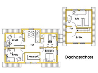 Fertighaus Heidi (KfW-Effizienzhaus 40 EE) von Dammann-Haus Schlüsselfertig ab 368100€, Satteldach-Klassiker Grundriss 2