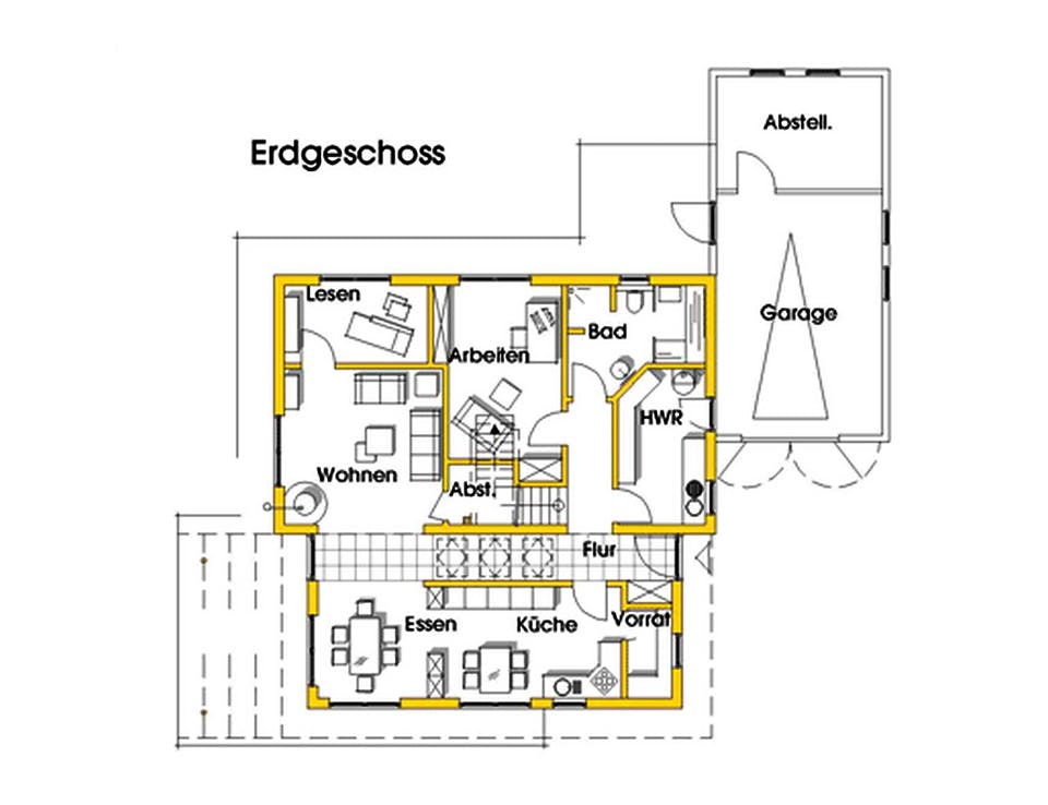 Fertighaus Judith (KfW-Effizienzhaus 40 EE) von Dammann-Haus Schlüsselfertig ab 399200€, Satteldach-Klassiker Grundriss 1