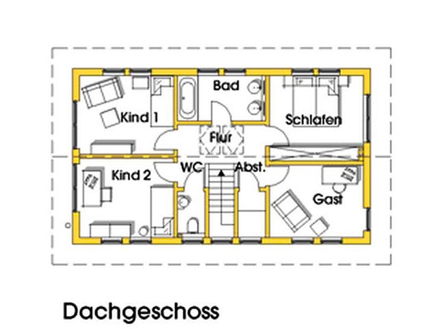 Fertighaus Judith (KfW-Effizienzhaus 40 EE) von Dammann-Haus Schlüsselfertig ab 399200€, Satteldach-Klassiker Grundriss 2