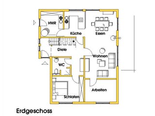 Fertighaus Julia 3 (KfW-Effizienzhaus 40 EE) von Dammann-Haus Schlüsselfertig ab 406500€, Satteldach-Klassiker Grundriss 1
