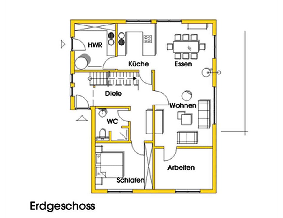 Fertighaus Julia 3 (KfW-Effizienzhaus 40 EE) von Dammann-Haus Schlüsselfertig ab 406500€, Satteldach-Klassiker Grundriss 1
