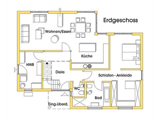 Fertighaus Luisa (KfW-Effizienzhaus 40 EE) von Dammann-Haus Schlüsselfertig ab 440000€, Cubushaus Grundriss 1