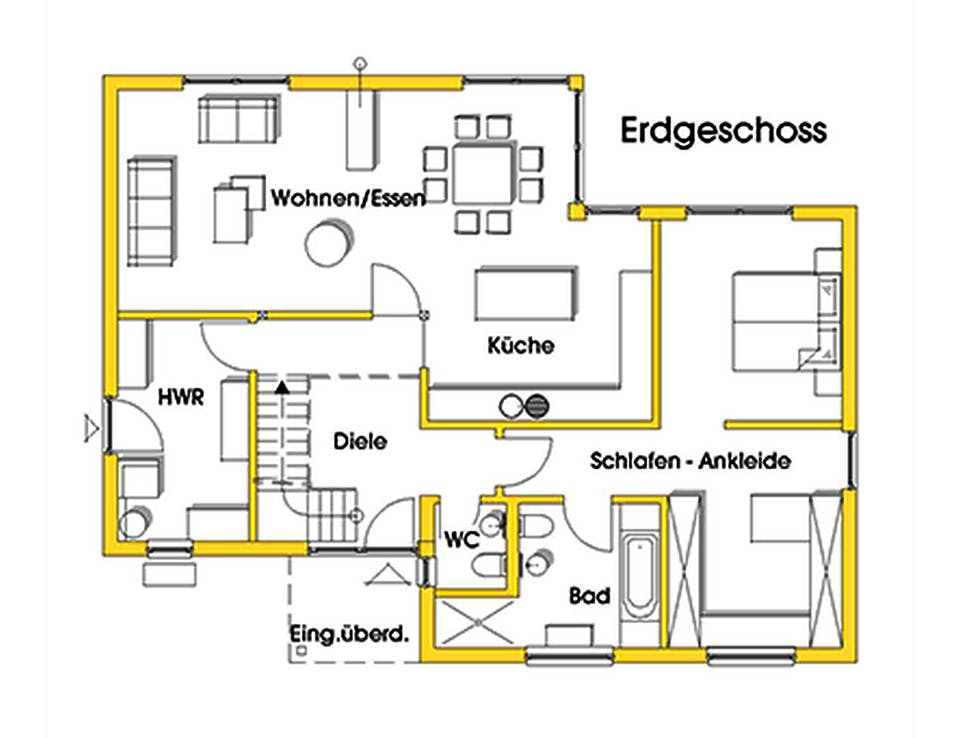 Fertighaus Luisa (KfW-Effizienzhaus 40 EE) von Dammann-Haus Schlüsselfertig ab 440000€, Cubushaus Grundriss 1