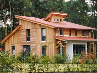 Fertighaus Margret (KfW-Effizienzhaus 40 EE) von Dammann-Haus Schlüsselfertig ab 508800€, Pultdachhaus Außenansicht 4