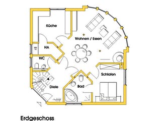 Fertighaus Martina (KfW-Effizienzhaus 40 EE) von Dammann-Haus Schlüsselfertig ab 424100€, Satteldach-Klassiker Grundriss 1