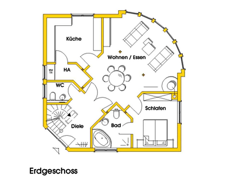 Fertighaus Martina (KfW-Effizienzhaus 40 EE) von Dammann-Haus Schlüsselfertig ab 424100€, Satteldach-Klassiker Grundriss 1