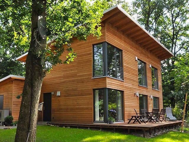 Fertighaus Petra (KfW-Effizienzhaus 40 EE) von Dammann-Haus Schlüsselfertig ab 344900€, Pultdachhaus Außenansicht 1 Fertighaus Petra (KfW-Effizienzhaus 40 EE) von Dammann-Haus Schlüsselfertig ab 344900€, Pultdachhaus Außenansicht 1