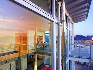 Fertighaus Sabine (KfW-Effizienzhaus 40 EE) von Dammann-Haus Schlüsselfertig ab 444200€, Pultdachhaus Außenansicht 5