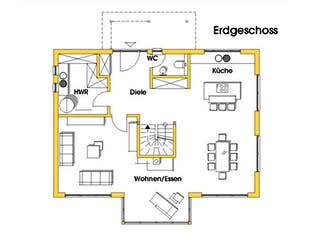 Fertighaus Stefanie (KfW-Effizienzhaus 40 EE) von Dammann-Haus Schlüsselfertig ab 454300€, Satteldach-Klassiker Grundriss 1