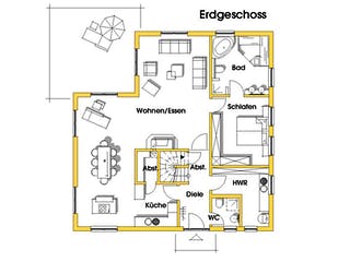 Fertighaus Susanne (KfW-Effizienhaus 40 EE) von Dammann-Haus Schlüsselfertig ab 381800€, Stadtvilla Grundriss 1