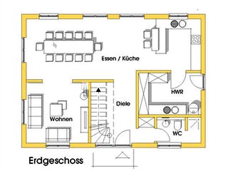 Fertighaus Svantje (KfW-Effizienzhaus 40 EE) von Dammann-Haus Schlüsselfertig ab 350500€, Satteldach-Klassiker Grundriss 1