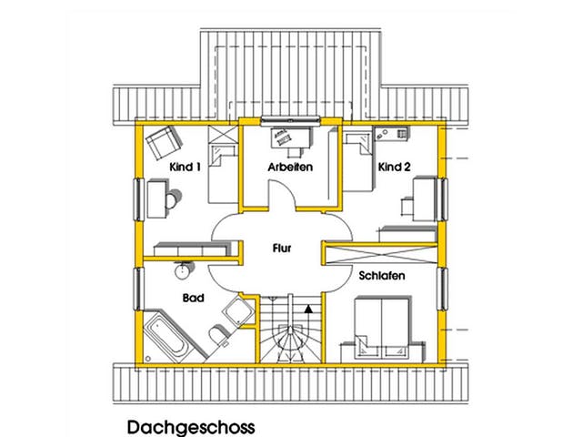Fertighaus Tineke (KfW-Effizienzhaus 40 EE) von Dammann-Haus Schlüsselfertig ab 345300€, Satteldach-Klassiker Grundriss 2