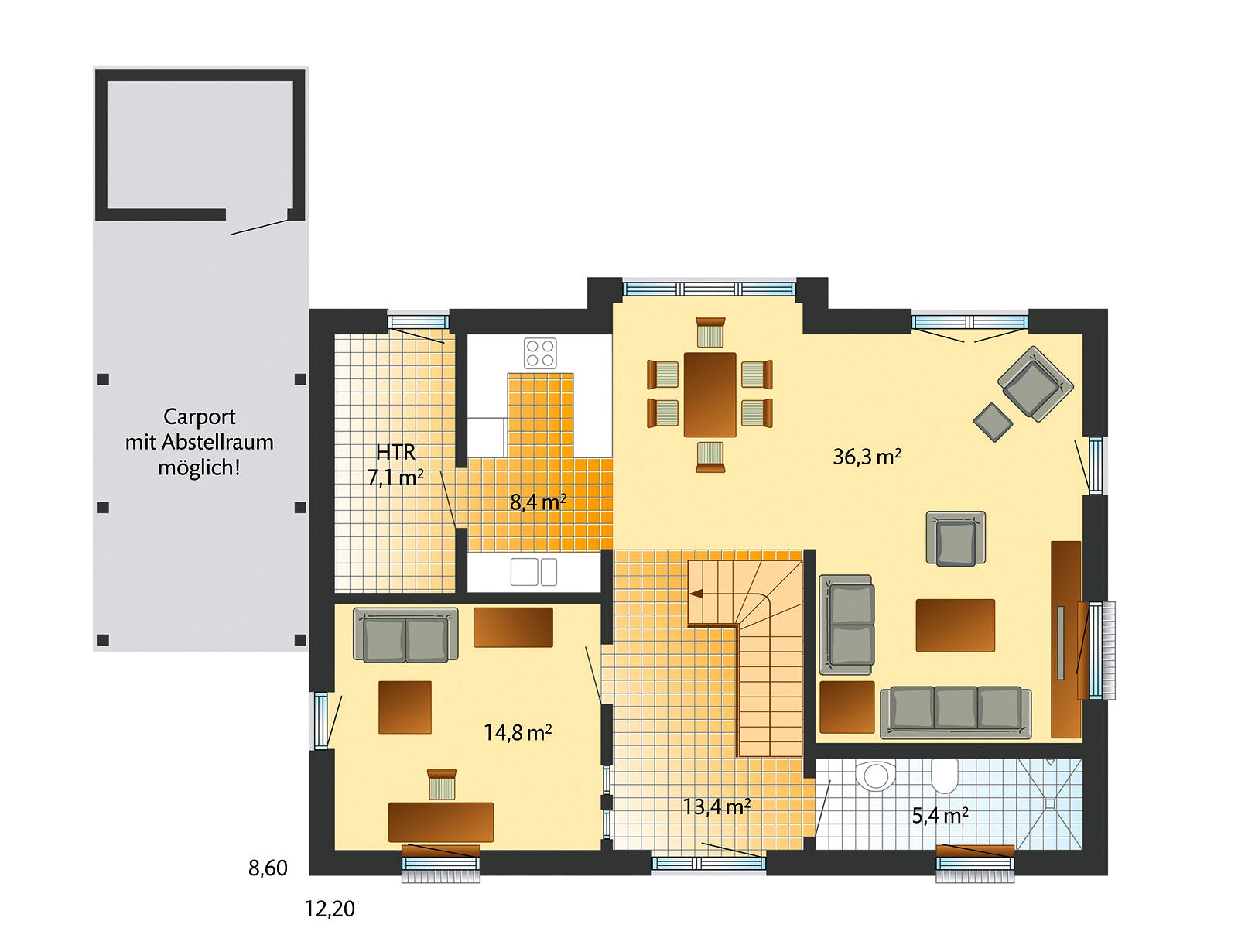 Fertighaus Kronshagen von Danhaus Deutschland Schlüsselfertig ab 451483€, Satteldach-Klassiker Grundriss 1