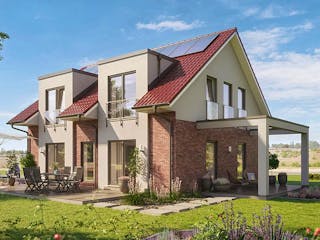 Fertighaus Daylight-E-144 E2 von Danhaus Deutschland Ausbauhaus ab 303551€, Satteldach-Klassiker Außenansicht 1