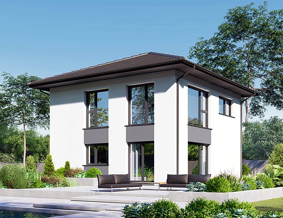 Fertighaus Park 118W von Danwood - Österreich Schlüsselfertig ab 255500€, Stadtvilla Außenansicht 1