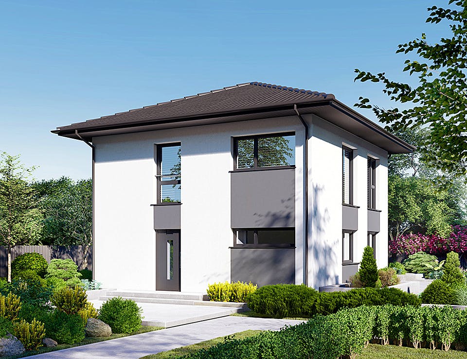 Fertighaus Park 118W von Danwood - Österreich Schlüsselfertig ab 255500€, Stadtvilla Außenansicht 2