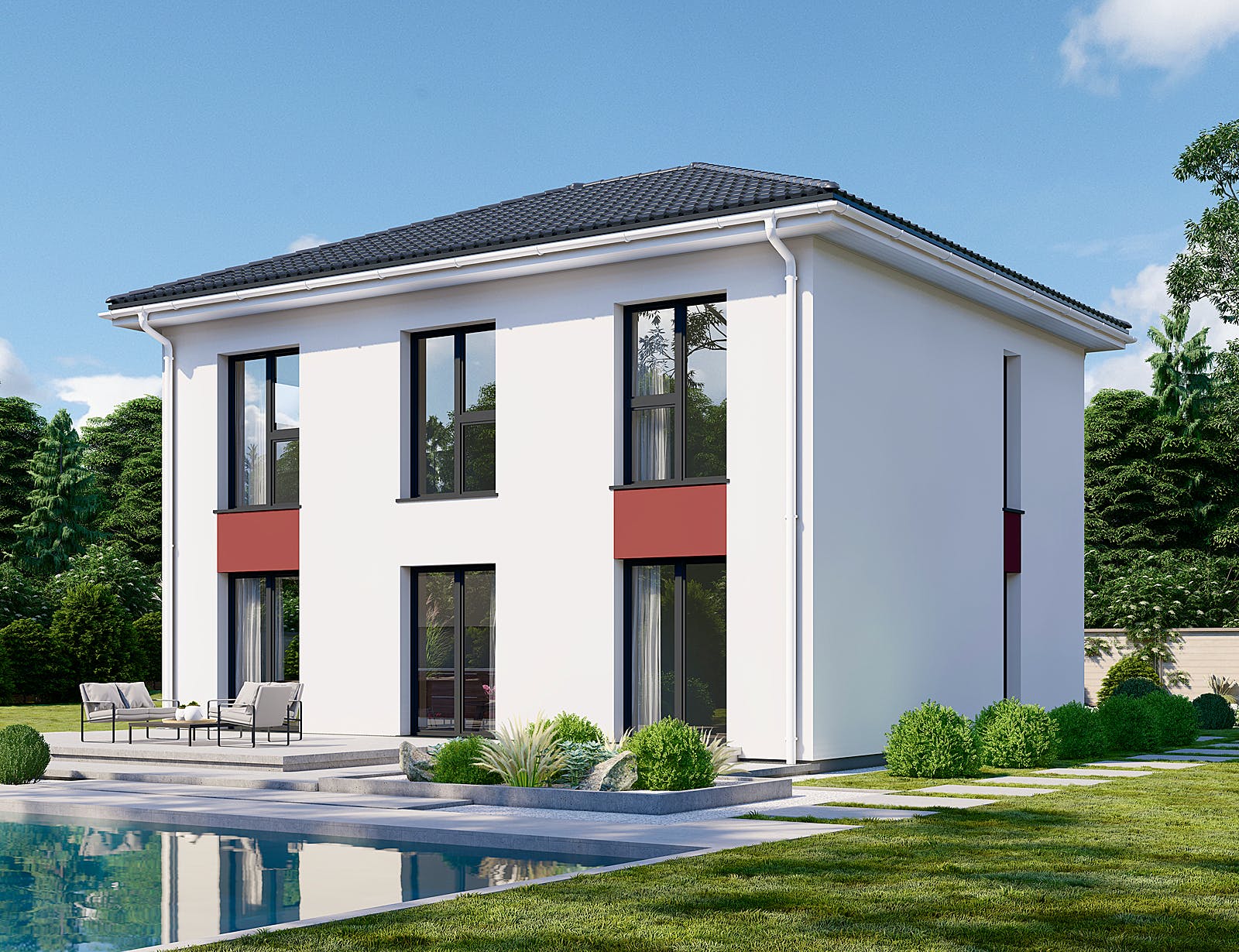 Fertighaus Park 140.1W von Danwood - Österreich Schlüsselfertig ab 278500€, Stadtvilla Außenansicht 2