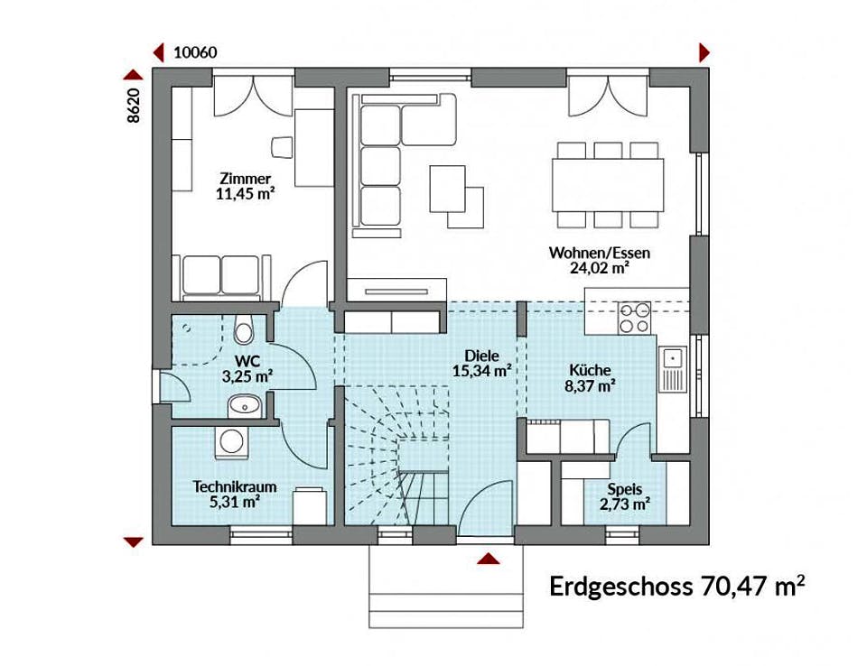 Fertighaus Park 140.1W von Danwood - Österreich Schlüsselfertig ab 278500€, Stadtvilla Grundriss 1