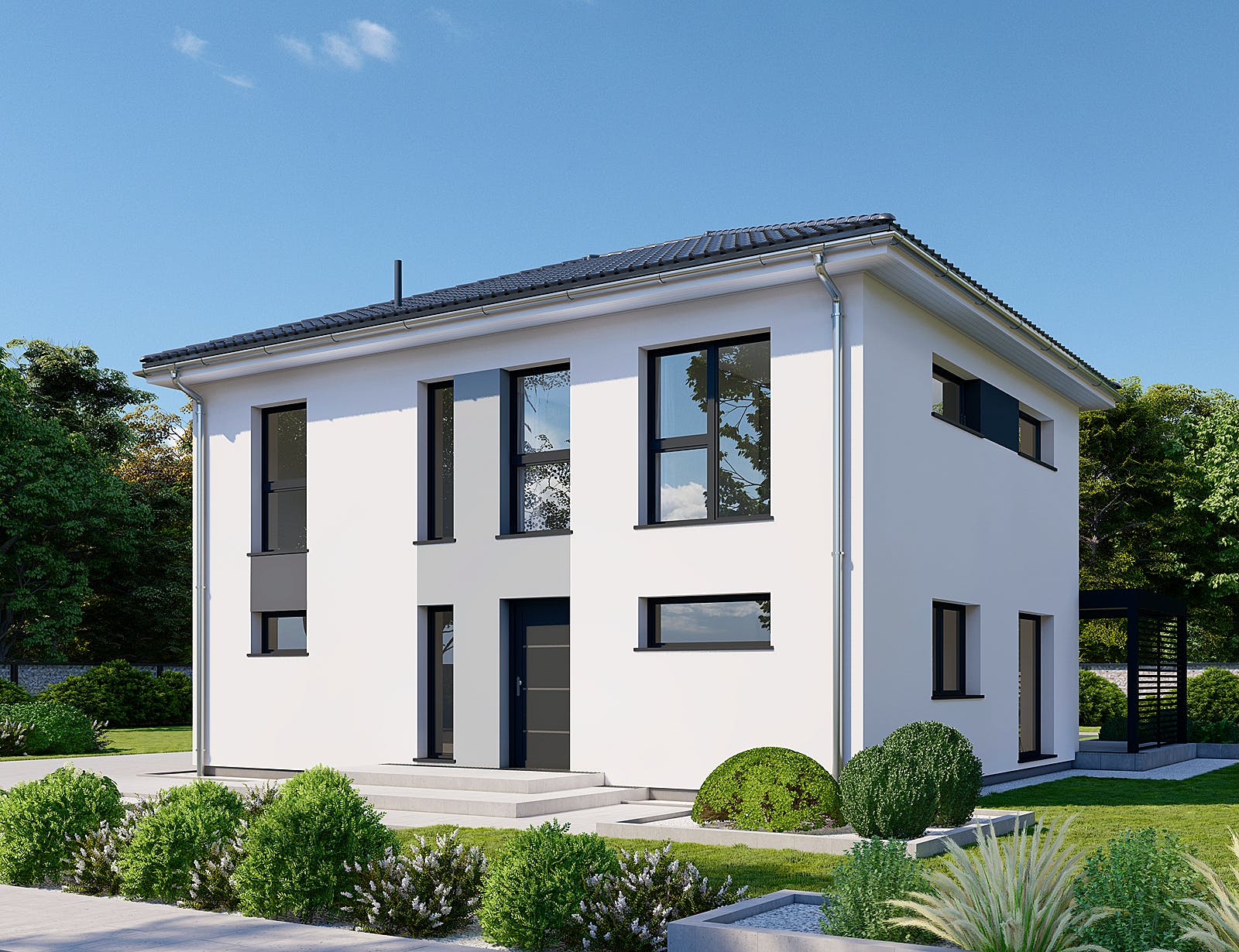 Fertighaus Park 150.1W von Danwood - Österreich Schlüsselfertig ab 290900€, Stadtvilla Außenansicht 1