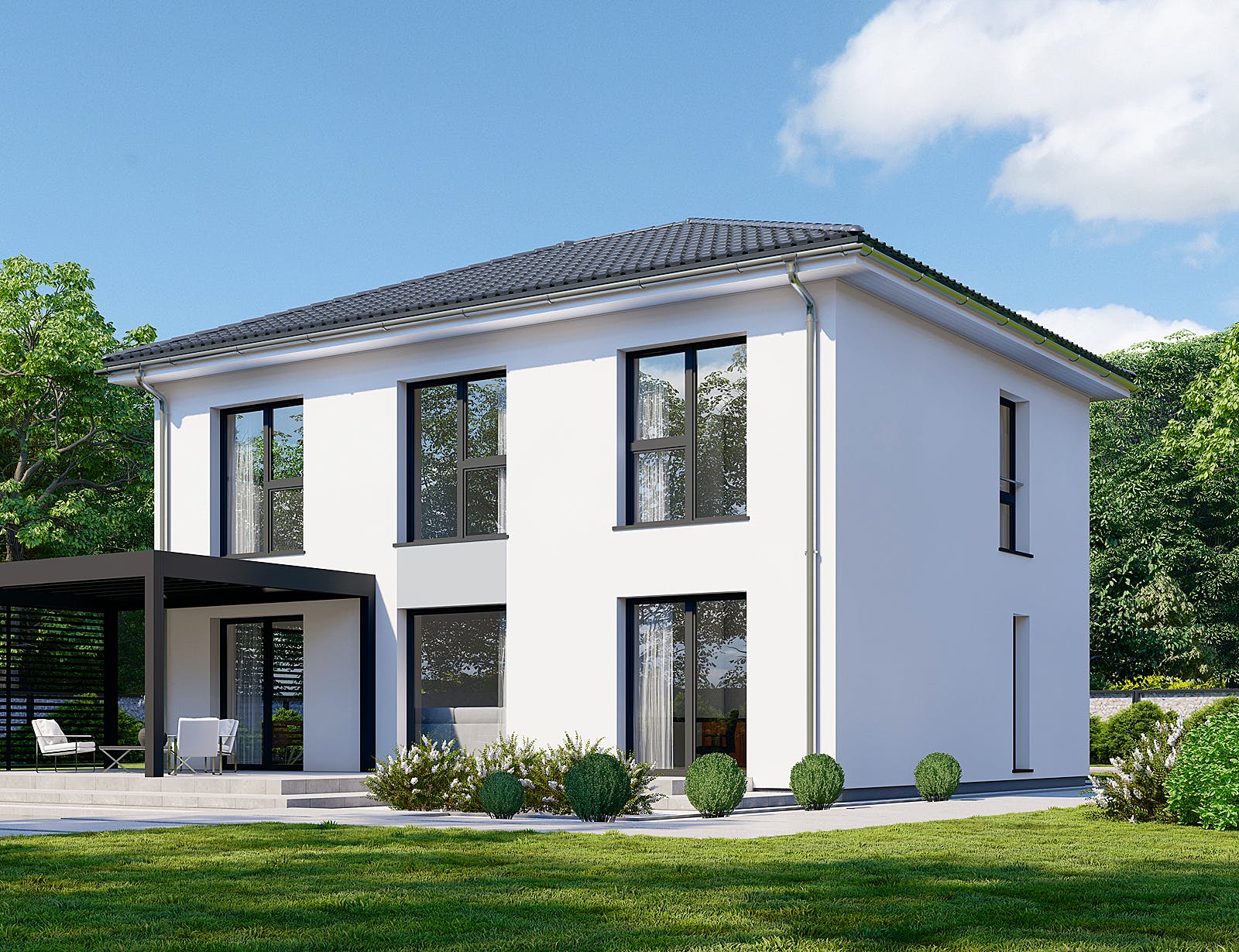 Fertighaus Park 150.1W von Danwood - Österreich Schlüsselfertig ab 290900€, Stadtvilla Außenansicht 2