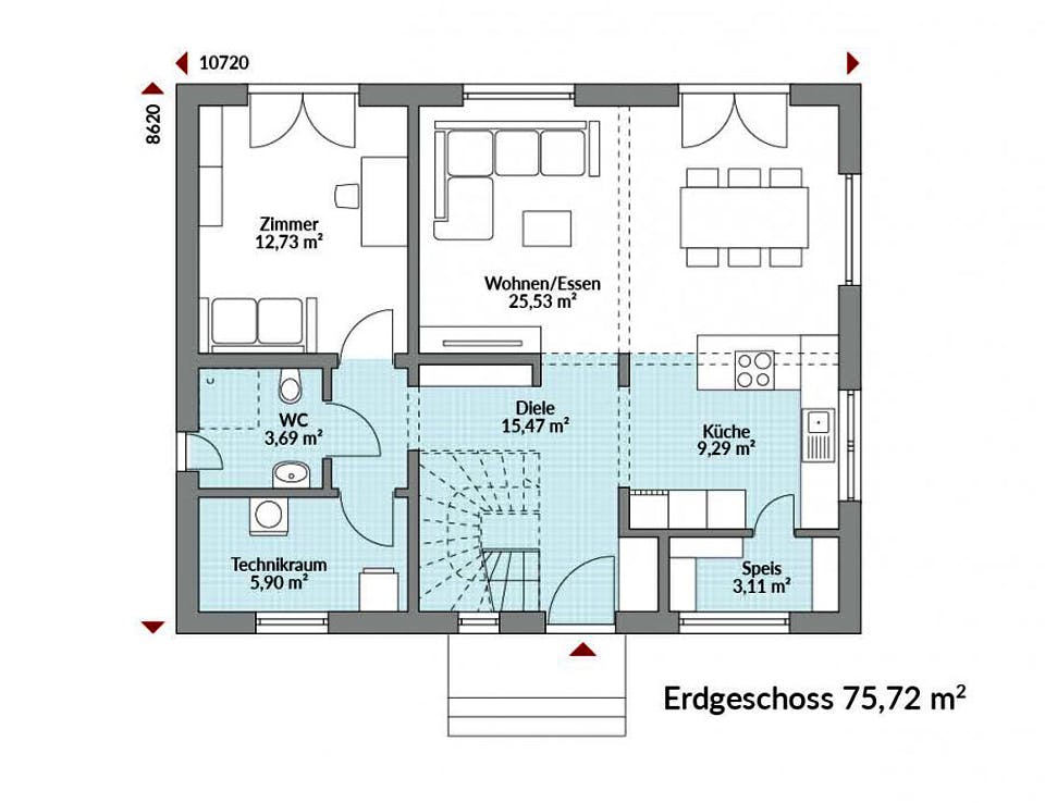 Fertighaus Park 150.1W von Danwood - Österreich Schlüsselfertig ab 290900€, Stadtvilla Grundriss 1