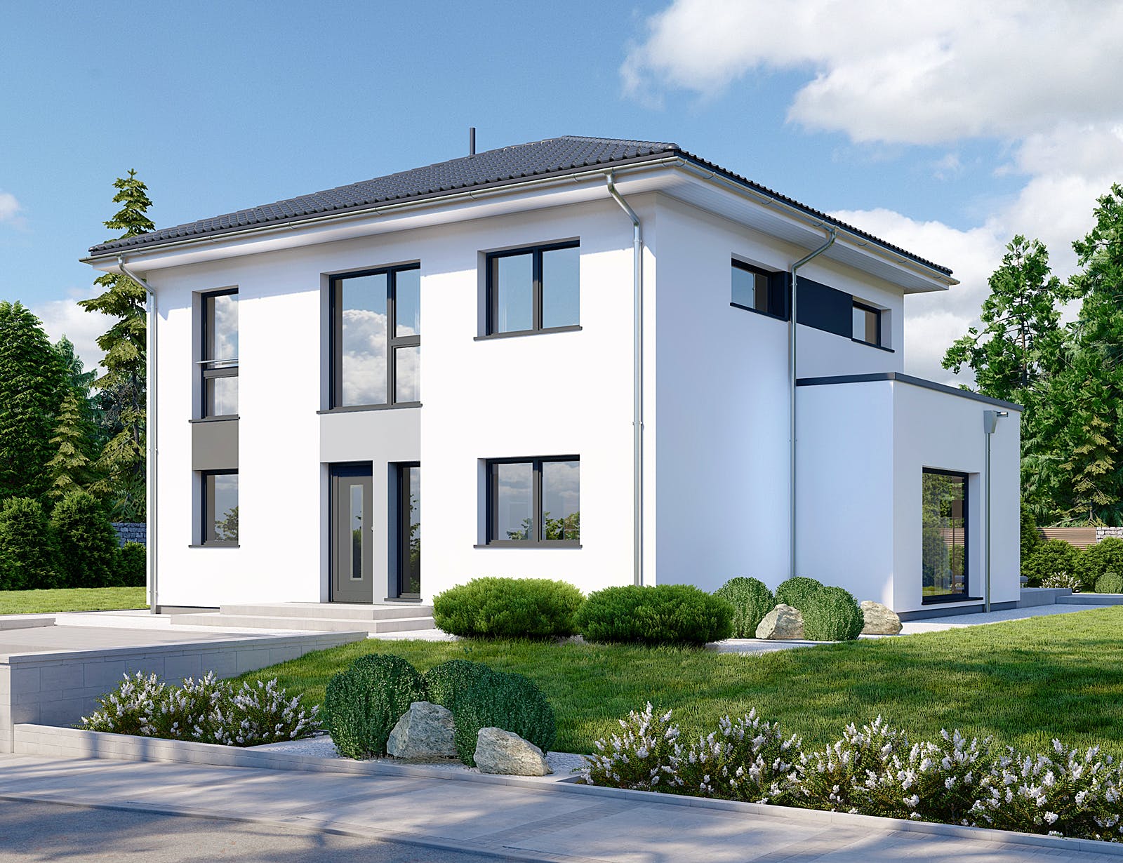 Fertighaus Park 156W von Danwood - Österreich Schlüsselfertig ab 314600€, Stadtvilla Außenansicht 2