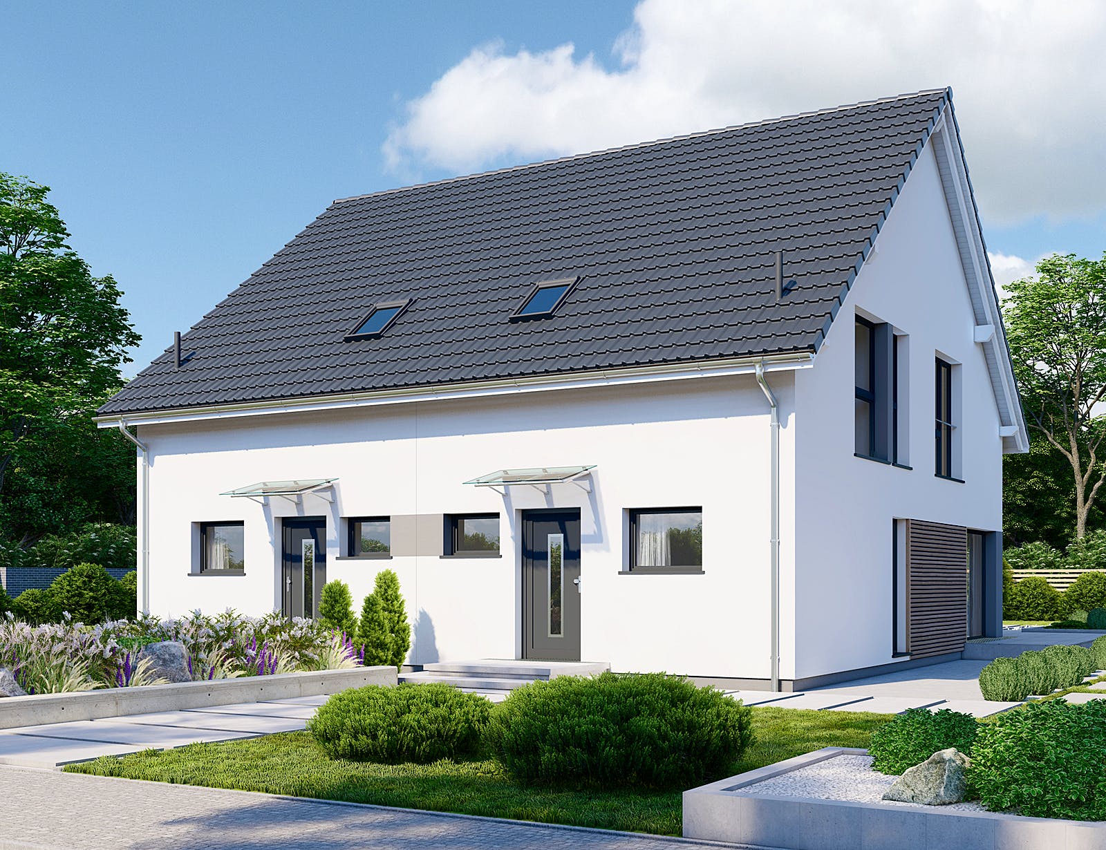 Fertighaus Partner 108 von Danwood - Österreich Schlüsselfertig ab 231400€, Satteldach-Klassiker Außenansicht 1