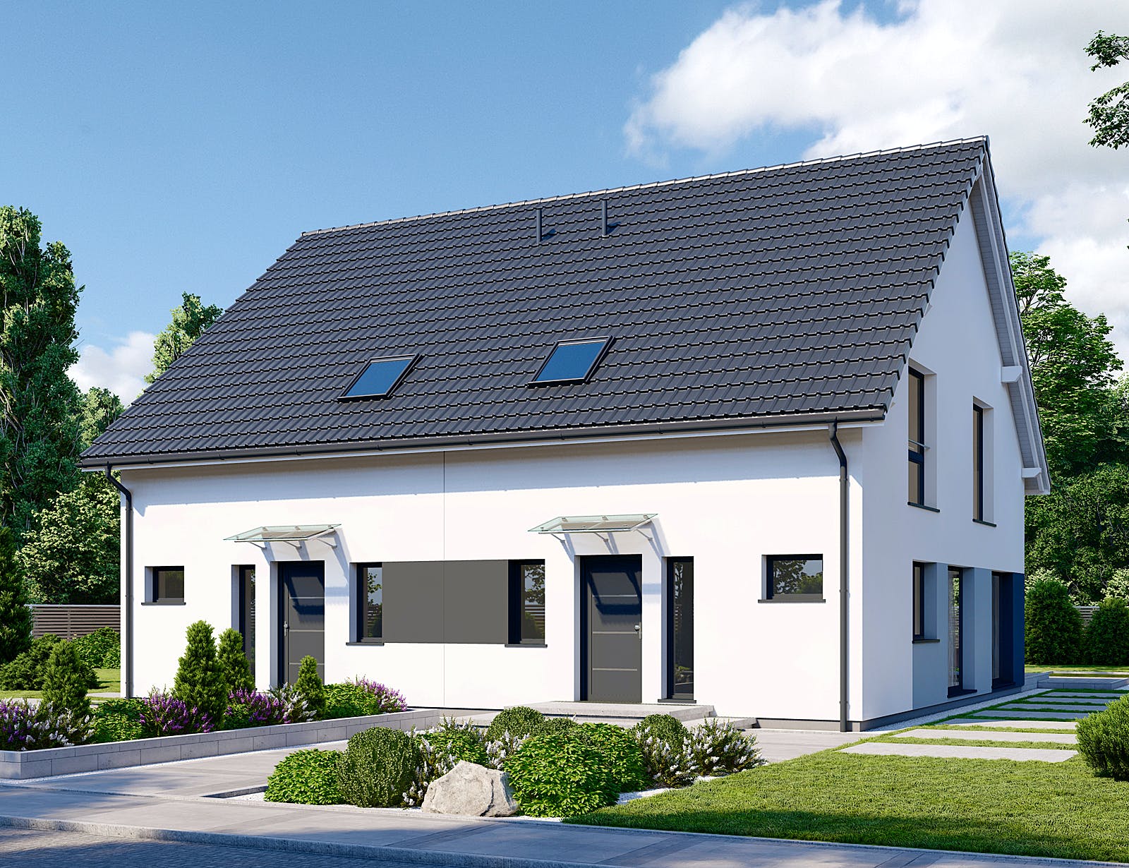 Fertighaus Partner 121 von Danwood - Österreich Schlüsselfertig ab 247600€, Satteldach-Klassiker Außenansicht 2