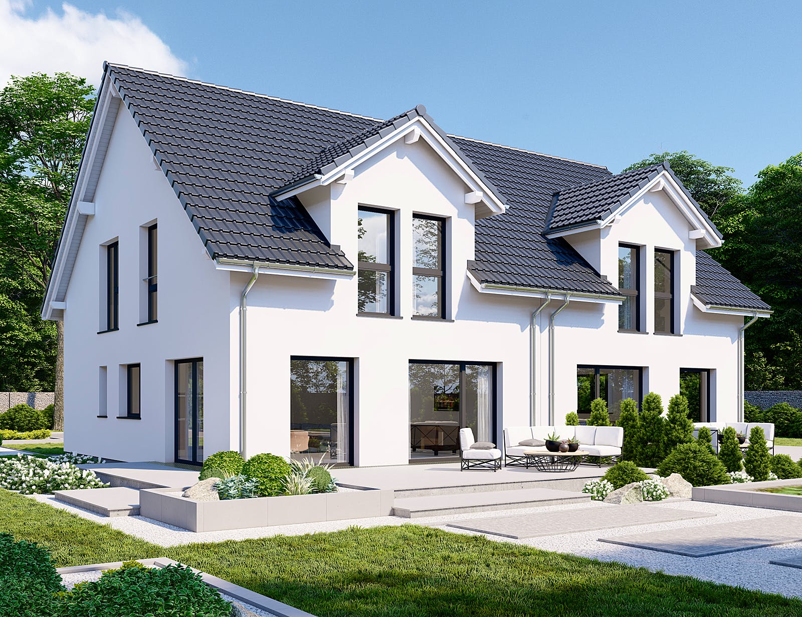 Fertighaus Partner 135 von Danwood - Österreich Schlüsselfertig ab 263200€, Satteldach-Klassiker Außenansicht 2