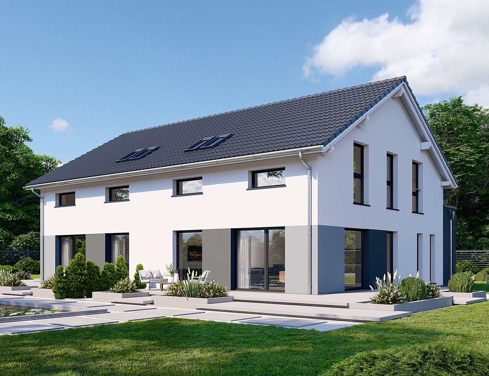 Fertighaus Partner 136 von Danwood - Österreich Schlüsselfertig ab 263000€, Satteldach-Klassiker Außenansicht 1