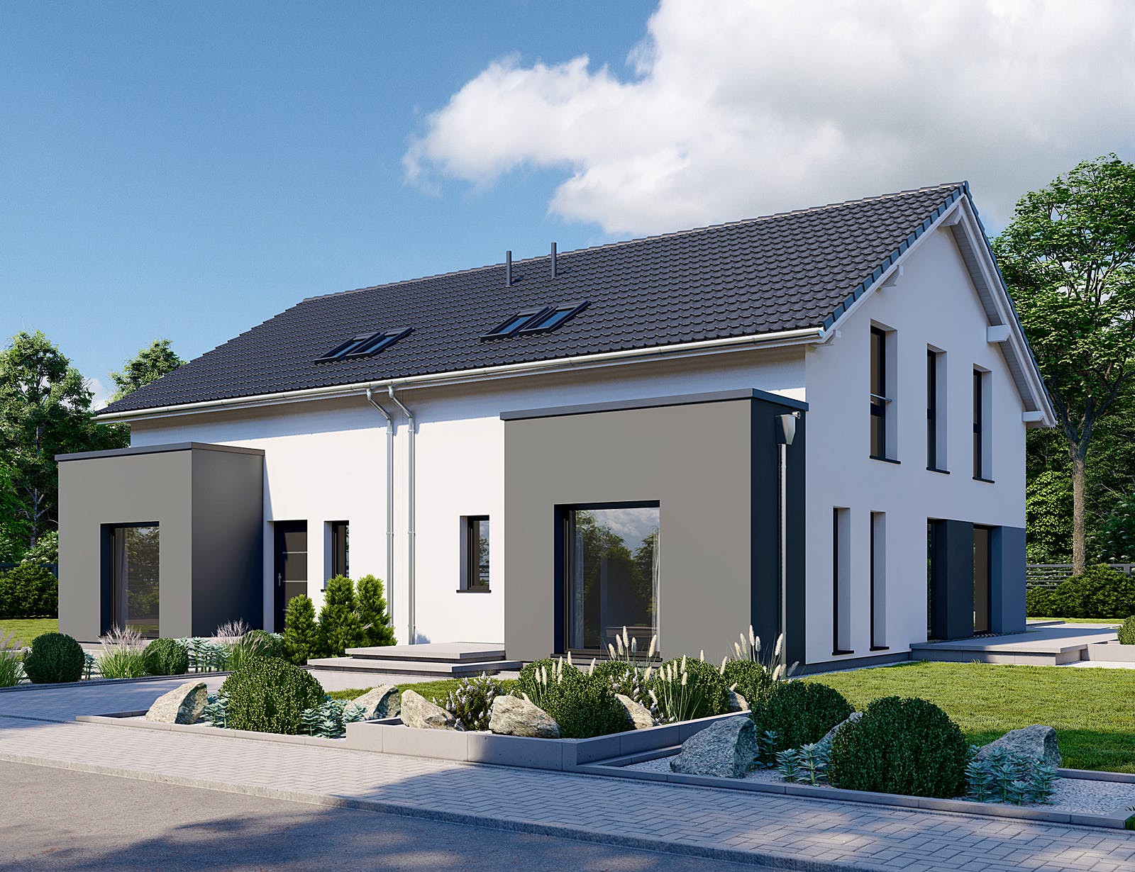 Fertighaus Partner 136 von Danwood - Österreich Schlüsselfertig ab 263000€, Satteldach-Klassiker Außenansicht 2