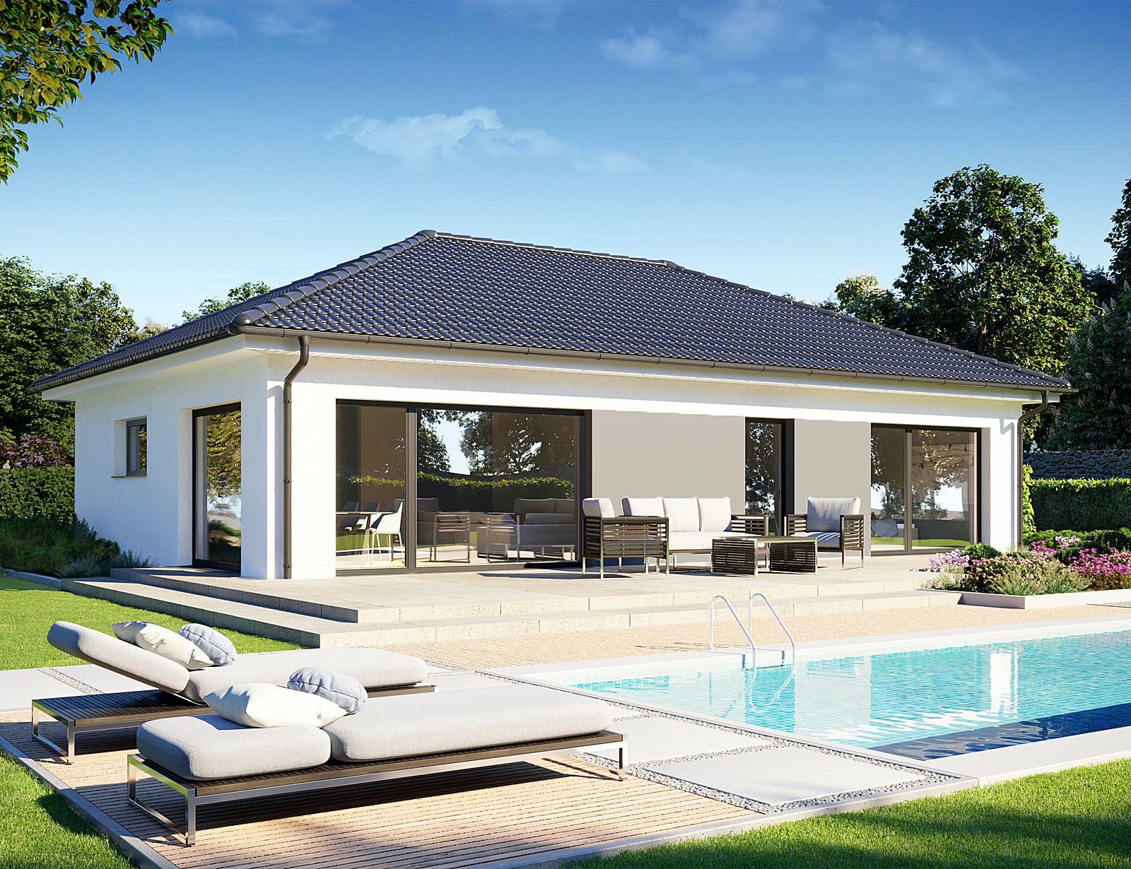 Fertighaus Perfect 101 von Danwood - Österreich Schlüsselfertig ab 221400€, Bungalow Außenansicht 2