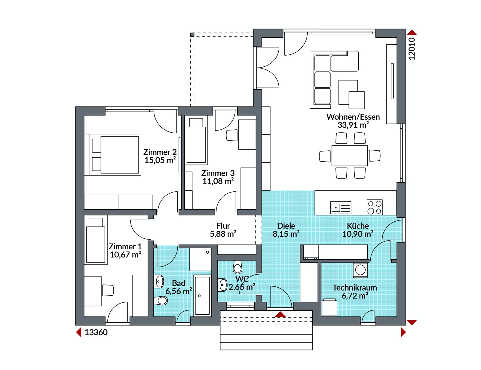 Fertighaus Perfect 112 von Danwood - Österreich Schlüsselfertig ab 247700€, Bungalow Grundriss 1