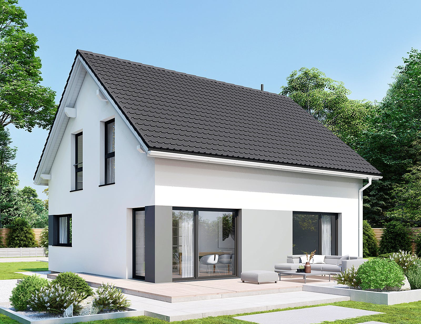 Fertighaus Point 126.1 von Danwood - Österreich Schlüsselfertig ab 233500€, Satteldach-Klassiker Außenansicht 2