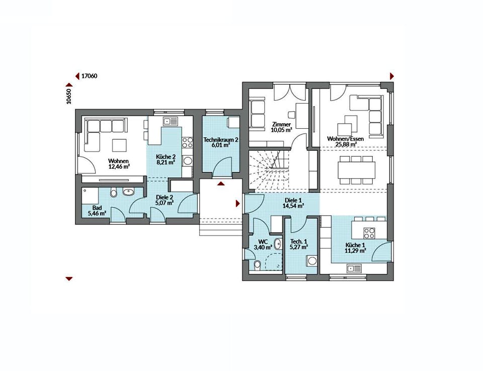 Fertighaus Privat 174 von Danwood - Österreich Schlüsselfertig ab 368800€, Satteldach-Klassiker Grundriss 1