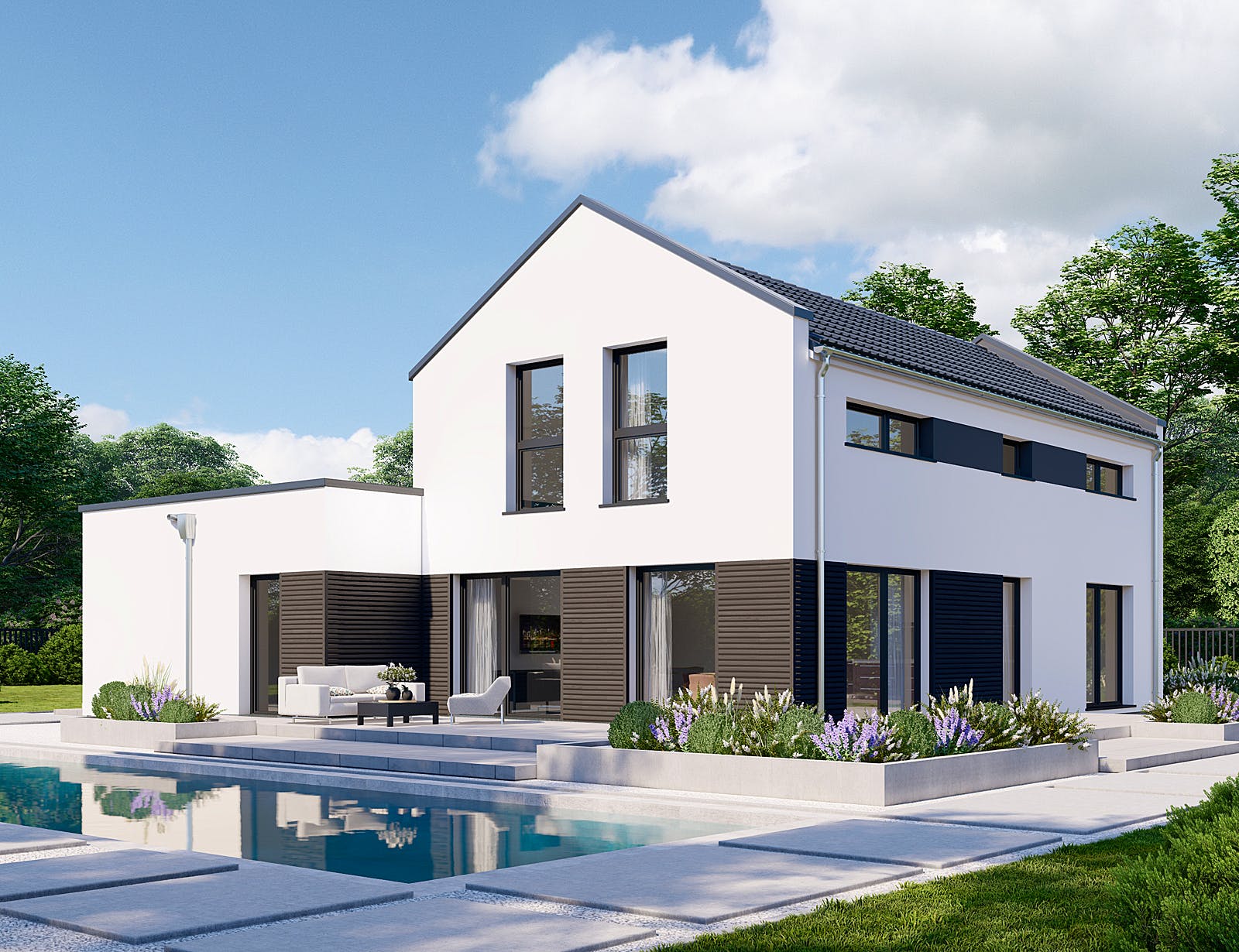 Fertighaus Privat 191 von Danwood - Österreich Schlüsselfertig ab 391300€, Satteldach-Klassiker Außenansicht 1