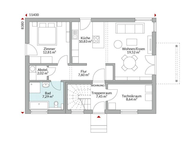 Fertighaus Plus 159 von Danwood Schlüsselfertig ab 410600€, Satteldach-Klassiker Grundriss 1