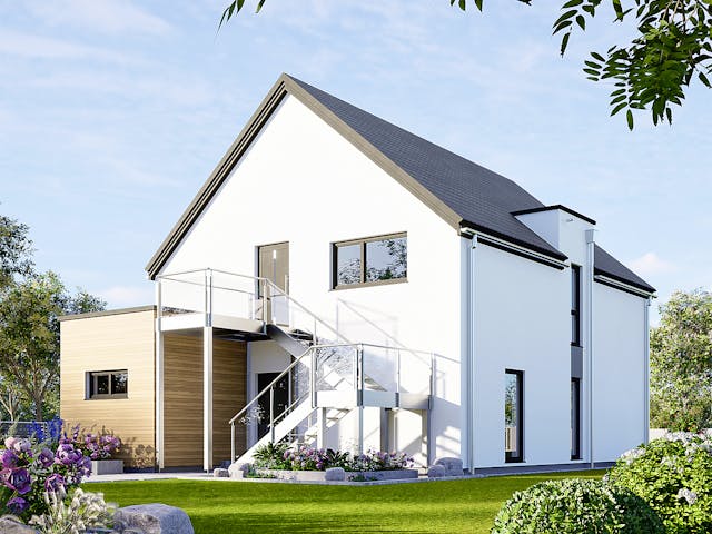 Fertighaus Plus 175 von Danwood Schlüsselfertig ab 468600€, Satteldach-Klassiker Außenansicht 1