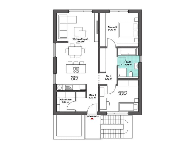 Fertighaus Plus 175 von Danwood Schlüsselfertig ab 437900€, Satteldach-Klassiker Grundriss 2