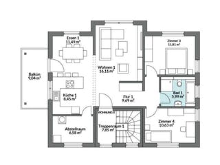 Fertighaus Plus 187 von Danwood Schlüsselfertig ab 455000€, Satteldach-Klassiker Grundriss 2