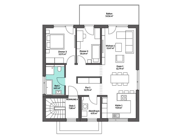 Fertighaus Plus 204 von Danwood Schlüsselfertig ab 449300€, Stadtvilla Grundriss 2