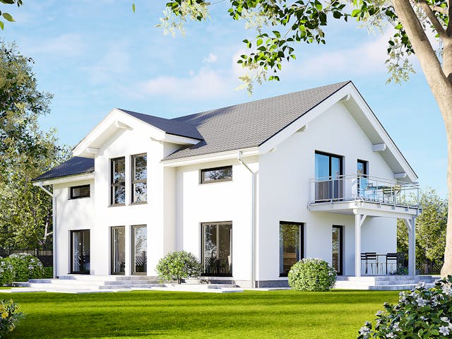 Fertighaus Plus 232 von Danwood Schlüsselfertig ab 524600€, Satteldach-Klassiker Außenansicht 1